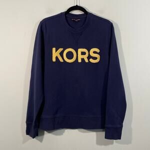 Michael Kors Men's Navy "KORS" Yellow Lettering Pullover Sweatshirt Size L